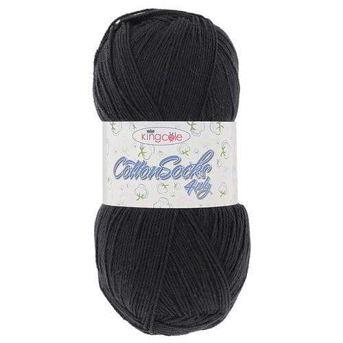 KING COLE COTTON SOCKS 4PLY BLACK - Cotton Sock - 28100 - 1