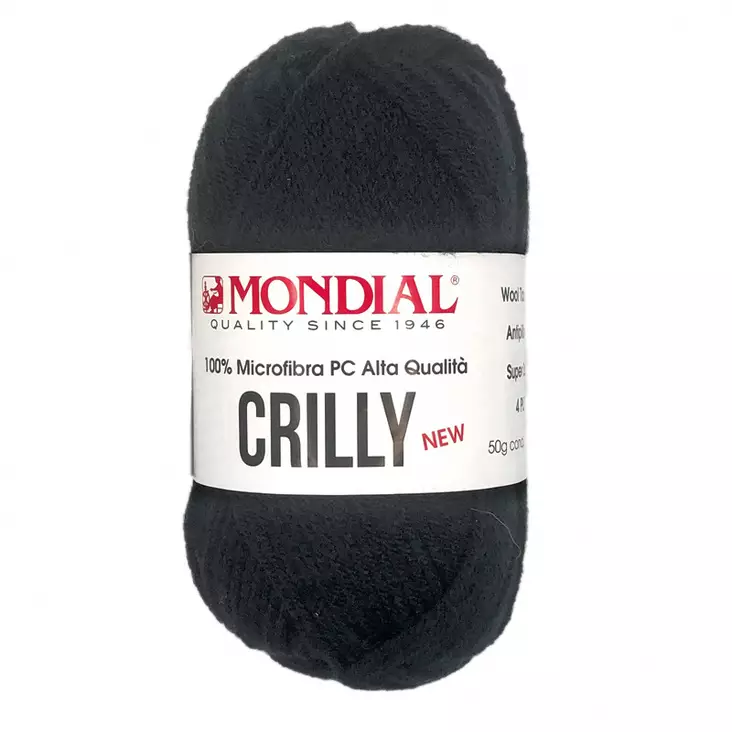 MONDIAL CRILLY-200 100% MIKROKUITU POLYESTER, 50g - 133m MUSTA - Akryylilangat - 36880 - 1