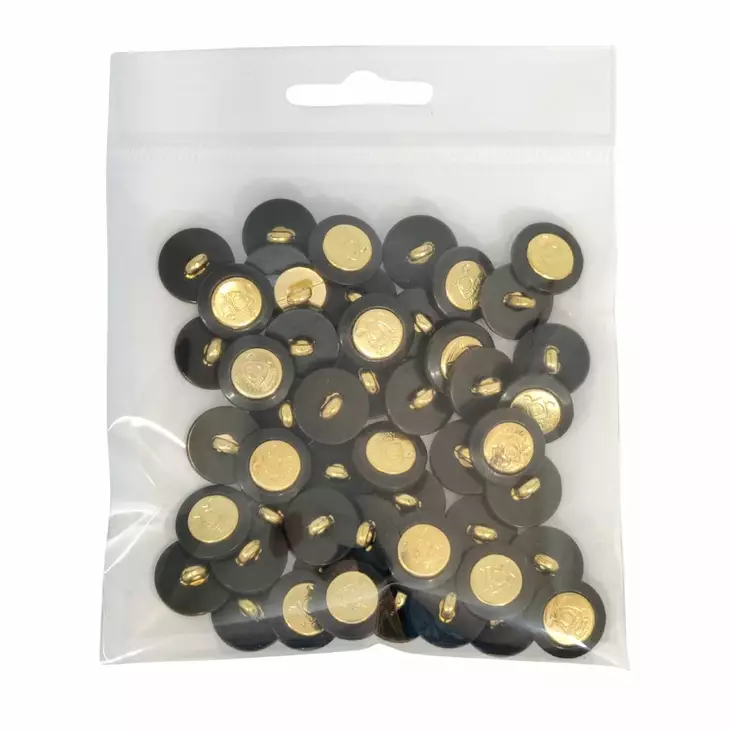 MUOVINEN KANTANAPPI 15 MM MUSTA/KULTAKORISTE 1PUSSI (N.40 KPL) N5900-15 - Koristenapit - 36700 - 1