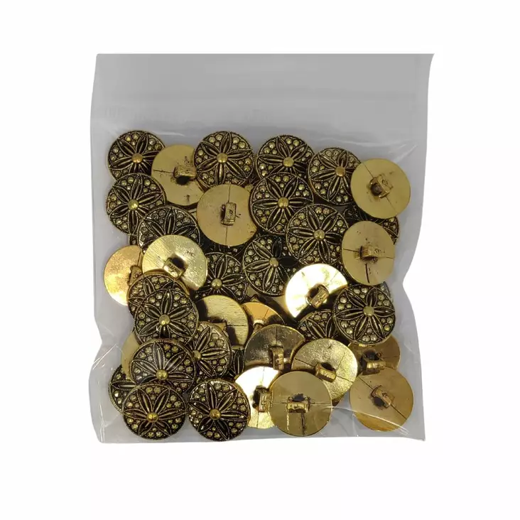 MUOVINEN KANTANAPPI 18 MM KULTA/KUKKA KUVIO 1PUSSI (N. 40 KPL) N2964-18 - Koristenapit - 36590 - 1