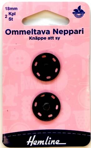 HEMLINE OMMELTAVA NEPPARI 18MM MUSTA - Hemline nepparit - 11231 - 1