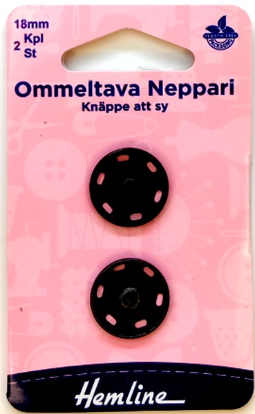 HEMLINE OMMELTAVA NEPPARI 18MM MUSTA - Hemline nepparit - 11231 - 1