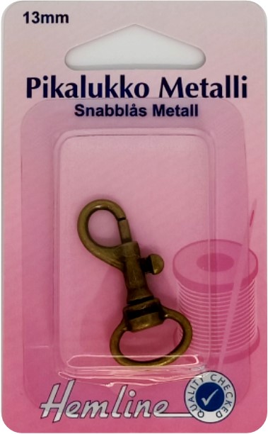 HEMLINE PIKALUKKO METALLI 13MM BRONSSI - Hemline pikalukot - 16121 - 1