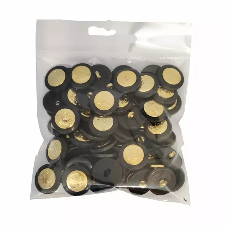 MUOVINEN KANTANAPPI 17 MM MUSTA/KULTAKORISTE 1PUSSI (N.40 KPL) N5900-17 - Koristenapit - 36701 - 1