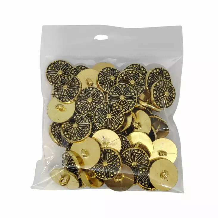 MUOVINEN KANTANAPPI 20 MM KULTA/KUKKA KUVIO 1PUSSI (N. 40 KPL) N2964-20 - Koristenapit - 36591 - 1