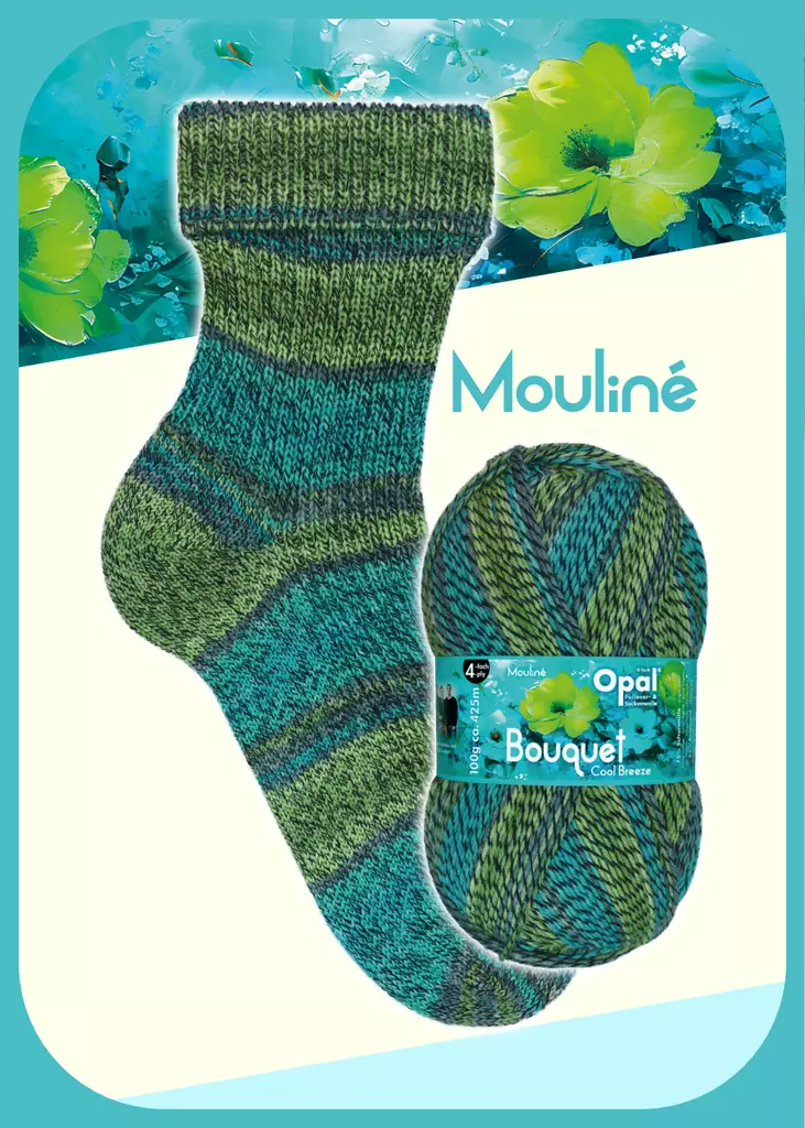 OPAL BOUQUET 4 ply 75%WOOL 25% PA 100G-425M - Opal 4-säikeiset sukkalangat - 36081 - 1
