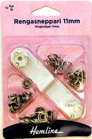 HEMLINE RENGASNEPPARI 11MM 12KPL - Hemline painonapit - 11272 - 1