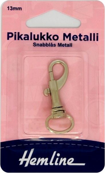 HEMLINE PIKALUKKO METALLI 13MM NIKLATTU - Hemline pikalukot - 16122 - 1