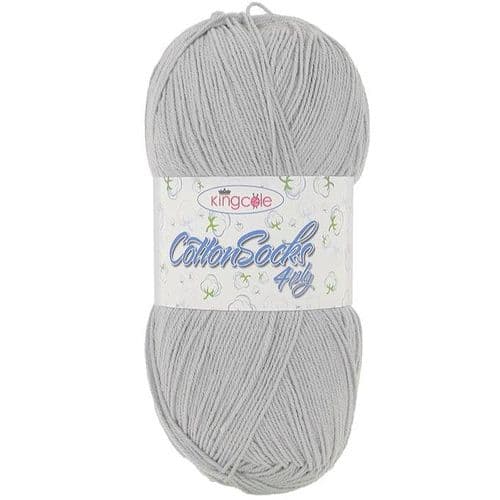 KING COLE COTTON SOCKS 4PLY SILVER - Cotton Sock - 28102 - 1