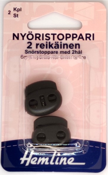NYÖRISTOPPARI 2 REIKÄINEN, MUSTA, 6MM NYÖRILLE - Hemline kiinnittimet - 31172 - 1