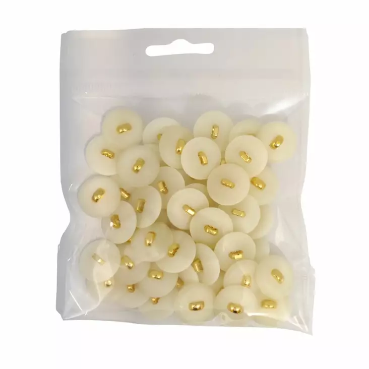 MUOVINEN KANTANAPPI 17 MM L.VALKOINEN/KULTA 1PUSSI (N. 30 KPL) N1619-17 - Koristenapit - 36692 - 1