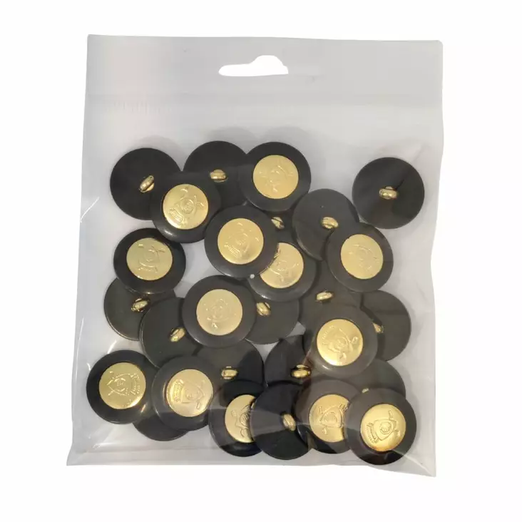 MUOVINEN KANTANAPPI 20 MM MUSTA/KULTAKORISTE 1PUSSI (N.25 KPL) N5900-20 - Koristenapit - 36702 - 1