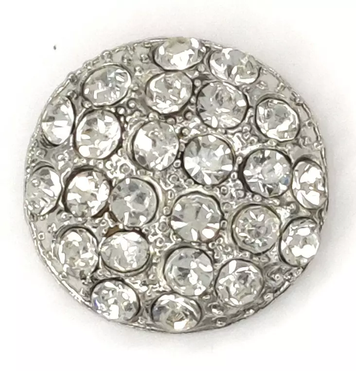 STRASSINAPPI KANNALLINEN KIRKKAAT STRASSIKIVET 21 MM NIKKELIVAPAA - Helmi- ja strassinapit - 35762 - 1