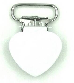 SYDÄNKLIPSI METALLIA/VALKOINEN 25 MM - Klipsit - 17223 - 1