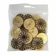 METALLINEN KANTANAPPI 28 MM KULTA/MUSTA KUVIO 1PUSSI (N. 20 KPL) N8304 - Metallinapit - 36583 - 1