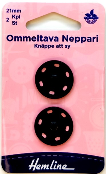 HEMLINE OMMELTAVA NEPPARI 21MM MUSTA - Hemline nepparit - 15533 - 1