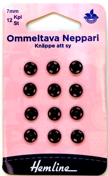 HEMLINE OMMELTAVA NEPPARI 7MM MUSTA - Hemline nepparit - 11233 - 1