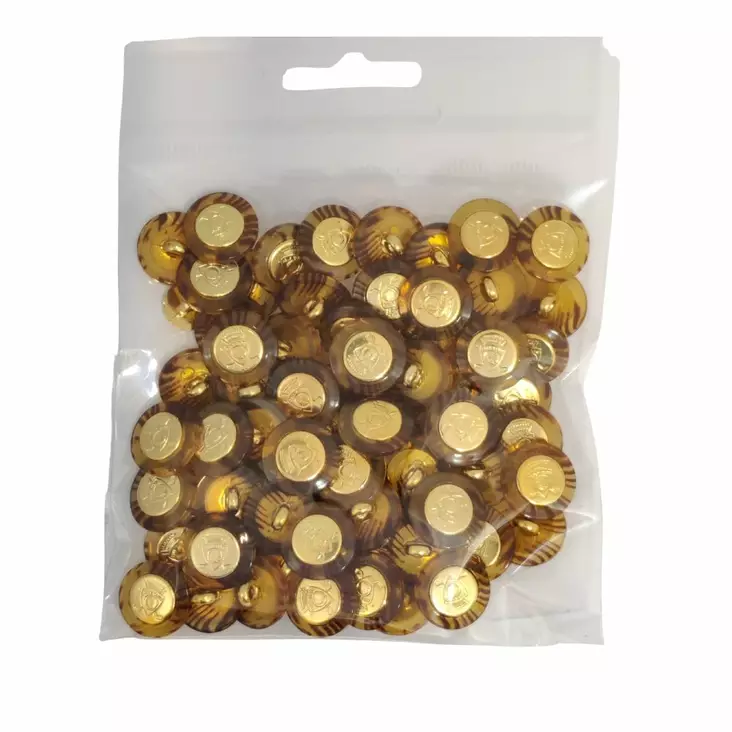 MUOVINEN KANTANAPPI 15 MM AMBER/KULTAKORISTE 1PUSSI (N.70 KPL) N5901-15 - Koristenapit - 36703 - 1
