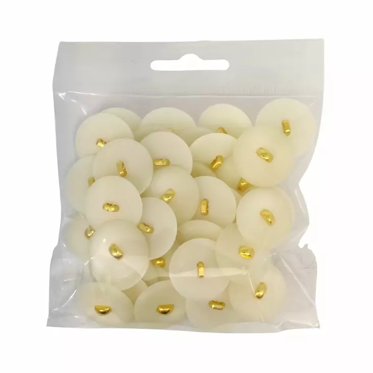 MUOVINEN KANTANAPPI 22 MM L.VALKOINEN/KULTA 1PUSSI (N. 30 KPL) N1620-22 - Koristenapit - 36693 - 1