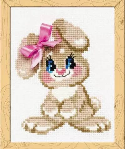RIOLIS RISTIPISTOTYÖ BABY RABBIT/PUPU 15*18CM - Ristipistotyöt - 36204 - 1