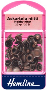 HEMLINE ASKARTELUNIITTI KUPARI 20 KPL - Hemline niitit ja päällystettävät napit - 11284 - 1