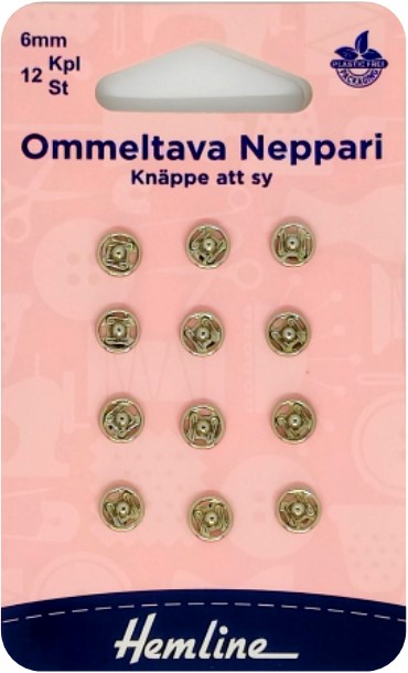 HEMLINE OMMELTAVA NEPPARI 6MM NIKL - Hemline nepparit - 11224 - 1