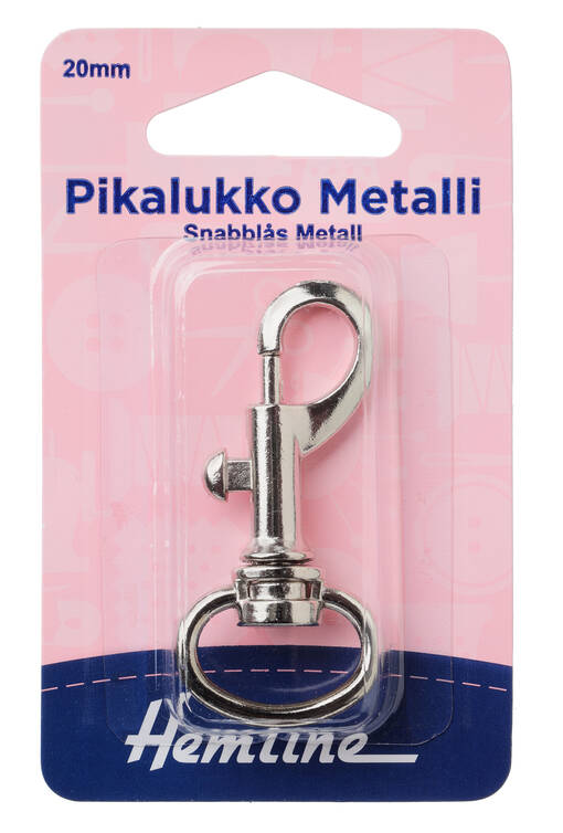 HEMLINE PIKALUKKO METALLI 20MM NIKLATTU - Hemline pikalukot - 15744 - 1