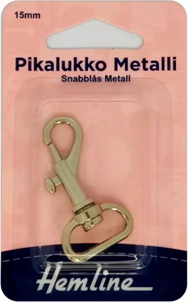 HEMLINE PIKALUKKO METALLI 15MM NIKLATTU - Pikalukot, D-renkaat ja hakaset - 15544 - 1