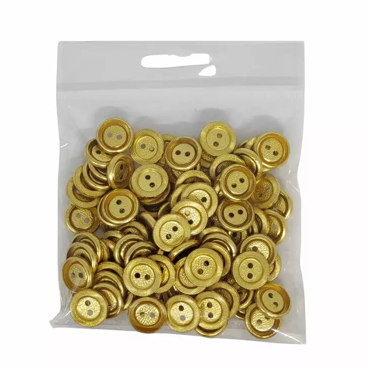 METALLINEN 2-REIKÄINEN NAPPI 14 MM KULTA 1PUSSI (N. 50 KPL) N0567 - Metallinapit - 36544 - 1