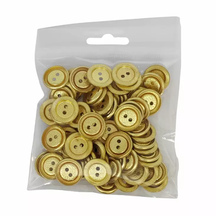 METALLINEN 2-REIKÄINEN NAPPI 19 MM KULTA 1PUSSI (N. 50 KPL) N0568 - Metallinapit - 36545 - 1