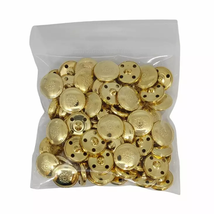 METALLINEN KANTANAPPI 17 MM KULTA/KUVIO 1PUSSI (N. 50 KPL) N0577 - Metallinapit - 36555 - 1