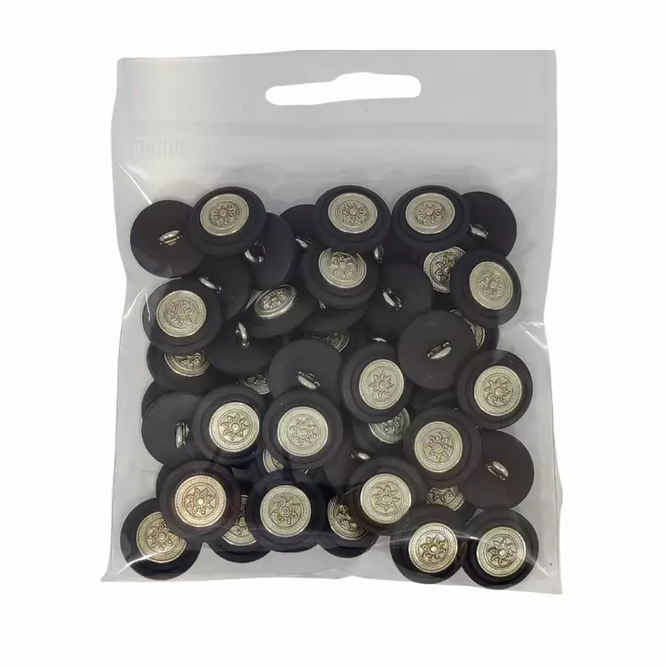 METALLINEN KANTANAPPI 17 MM MUSTA/TÄHTIKUVIO 1PUSSI (N. 40 KPL) N4005-17 - Metallinapit - 36675 - 1