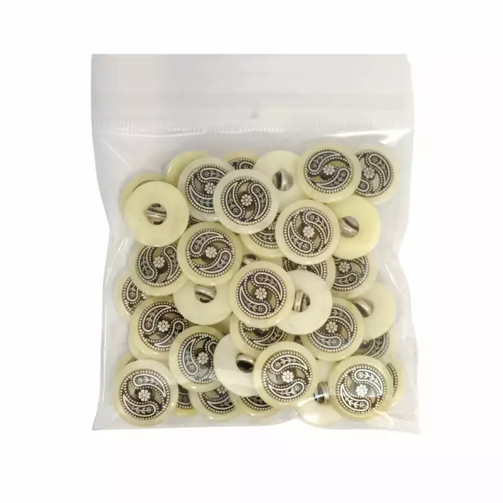 MUOVINEN KANTANAPPI 20 MM L.VALKOINEN/HOPEAKORISTE 1PUSSI (N.40 KPL) N344-20 - Koristenapit - 36695 - 1