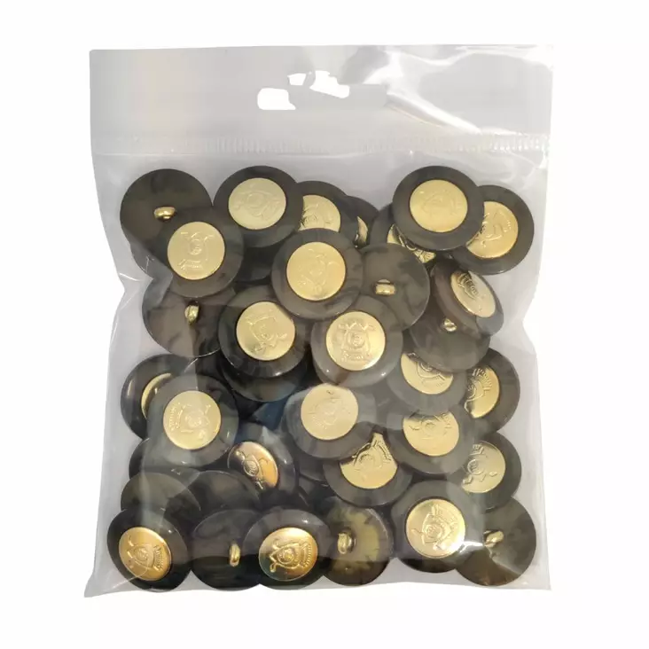 MUOVINEN KANTANAPPI 20 MM RUSKEA/KULTAKORISTE 1PUSSI (N.50 KPL) N5902-20 - Koristenapit - 36705 - 1