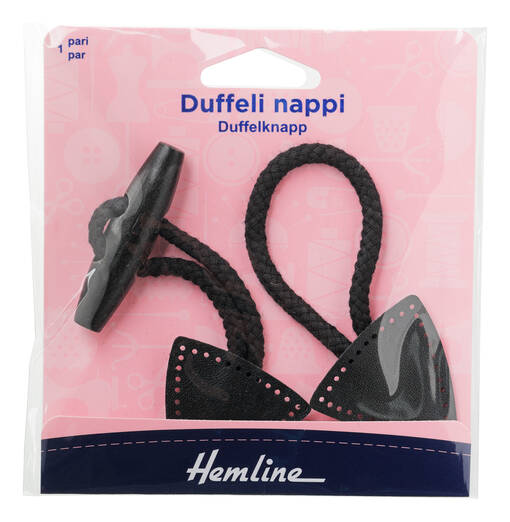 HEMLINE DUFFELI NAPPI MUSTA - Duffeli napit - 18176 - 1