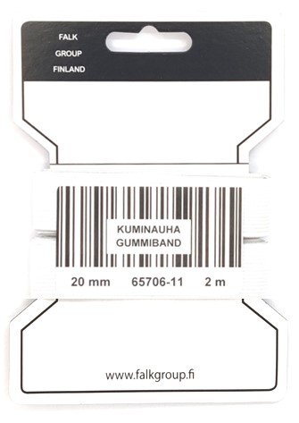 KUMINAUHA 25MM VALKOINEN KULUTTAJAPAKKAUS 2M - Kuminauhat kuluttajapakkauksessa - 30996 - 1