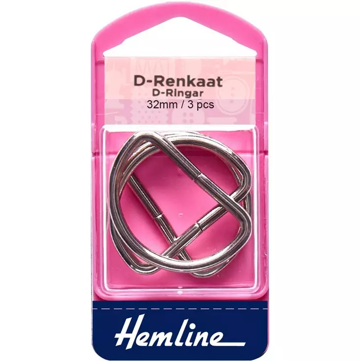 HEMLINE D-RENGAS 32MM 3KPL - Pikalukot, D-renkaat ja hakaset - 36566 - 1