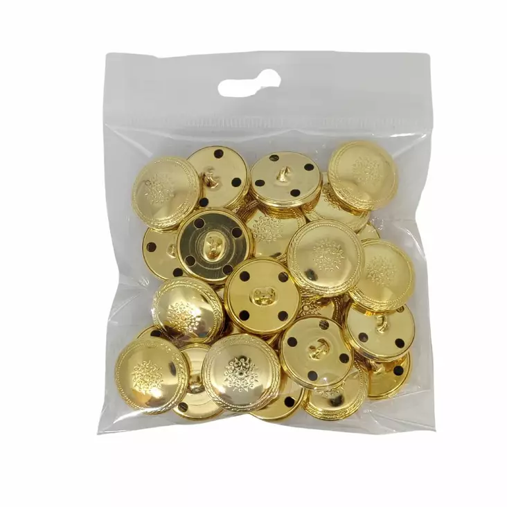 METALLINEN KANTANAPPI 22 MM KULTA/KUVIO 1PUSSI (N. 30 KPL) N0578 - Metallinapit - 36556 - 1