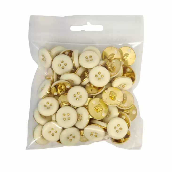 MUOVINEN KANTANAPPI 17 MM KULTA/L.VALKOINEN 1PUSSI (N.50 KPL) N3726-17 - Koristenapit - 36696 - 1