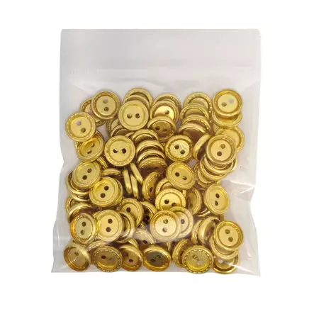 MUOVINEN 2-REIKÄ NAPPI 15 MM KULTA 1PUSSI (N. 50 KPL) N3397-15 - Koristenapit - 36867 - 1