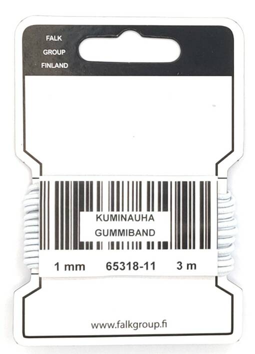 PYÖREÄKUMINAUHA VALK 1MM KULUTTAJAPAKKAUS 3M - Kuminauhat kuluttajapakkauksessa - 7677 - 1
