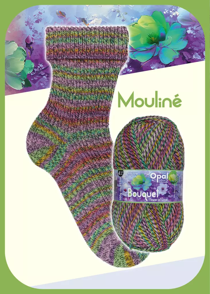 OPAL BOUQUET 4 ply 75%WOOL 25% PA 100G-425M - Opal 4-säikeiset sukkalangat - 36077 - 1