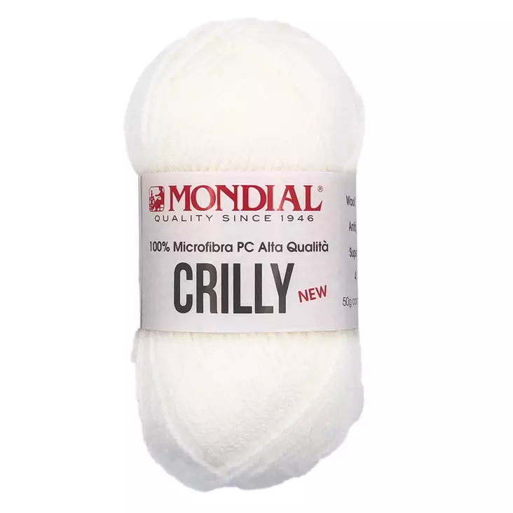 MONDIAL CRILLY-100 100% MIKROKUITU POLYESTER, 50g - 133m VALKOINEN - Akryylilangat - 36877 - 1