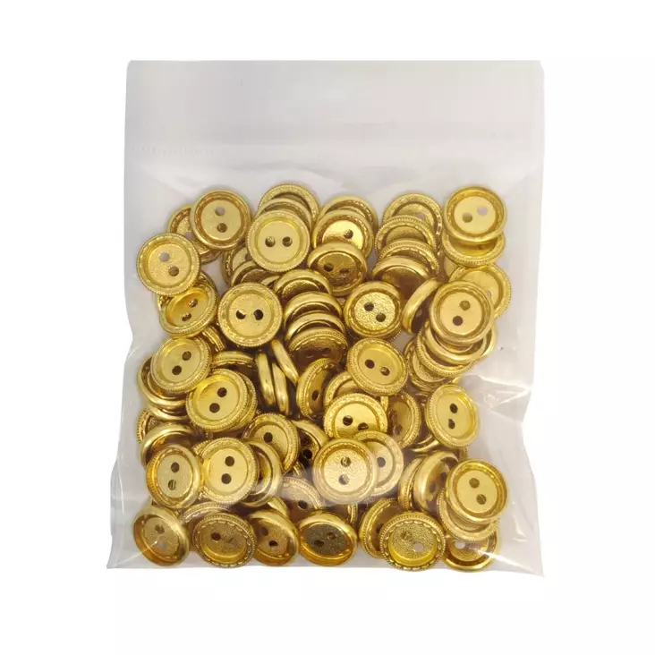 MUOVINEN 2-REIKÄ NAPPI 15 MM KULTA 1PUSSI (N. 50 KPL) N3397-15 - Koristenapit - 36867 - 1