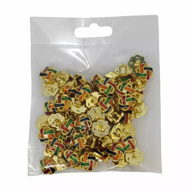 MUOVINEN KANTANAPPI 13 MM KULTA/MONIVÄRI 1PUSSI (N. 50 KPL) N3262-13 - Koristenapit - 36547 - 1