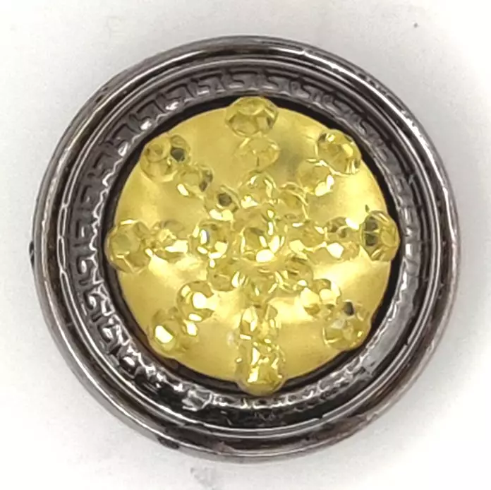 MUSTA KIMALLENAPPI METALLIREUNUKSELLA 15 MM - Helmi- ja strassinapit - 35757 - 1