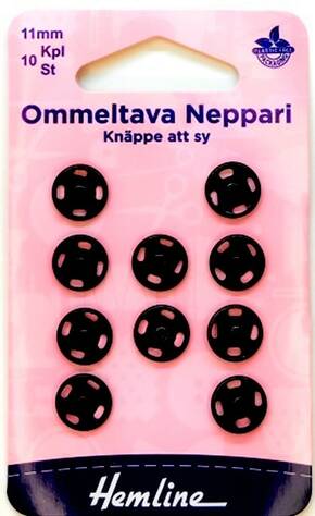 HEMLINE OMMELTAVA NEPPARI 11MM MUSTA - Hemline nepparit - 11228 - 1