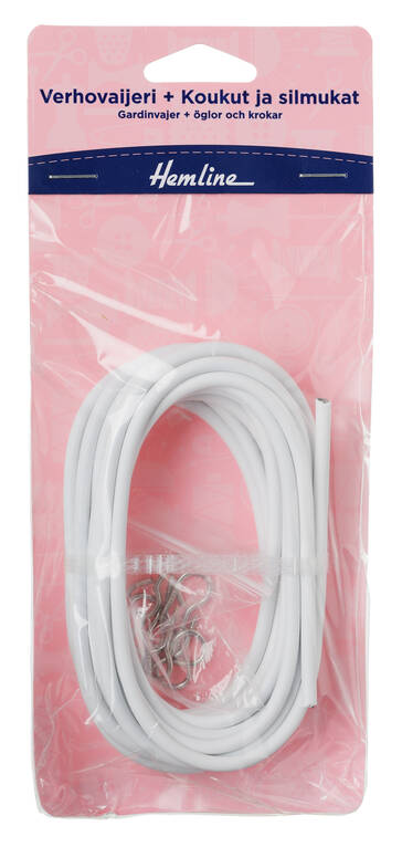 HEMLINE 4M x 4MM VERHOVAIJERI, 4KPL KOUKUT, 4KPL SILMUKKAA - Ompelijan välineet - 18178 - 1