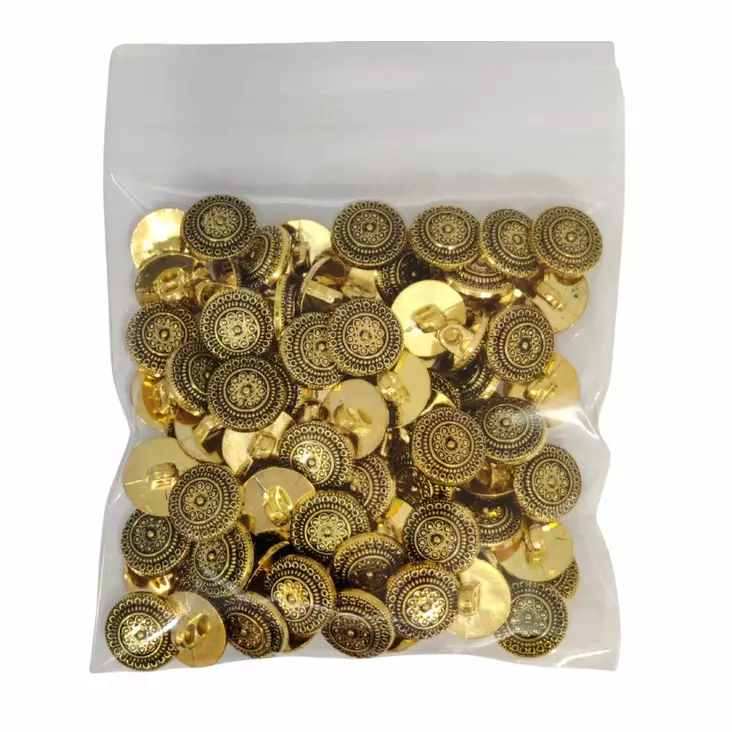 MUOVINEN KANTANAPPI 15 MM KULTA/KUVIO 1PUSSI (N. 60 KPL) N2923-15 - Koristenapit - 36608 - 1