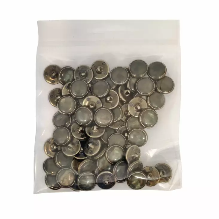 METALLINEN KANTANAPPI 13 MM VIHERTÄVÄ HELMIÄINEN 1PUSSI (N. 50 KPL) N88892-13 - Metallinapit - 36688 - 1